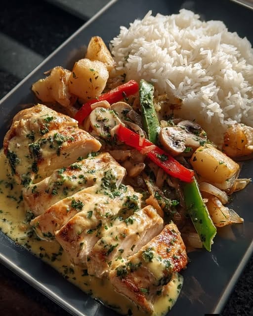 Creamy Herb Chicken with Garlic Veggies