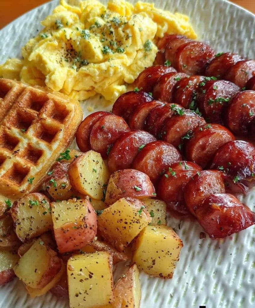 The Ultimate Breakfast Meal Prep: Sausages, Scrambled Eggs, and Roasted Potatoes