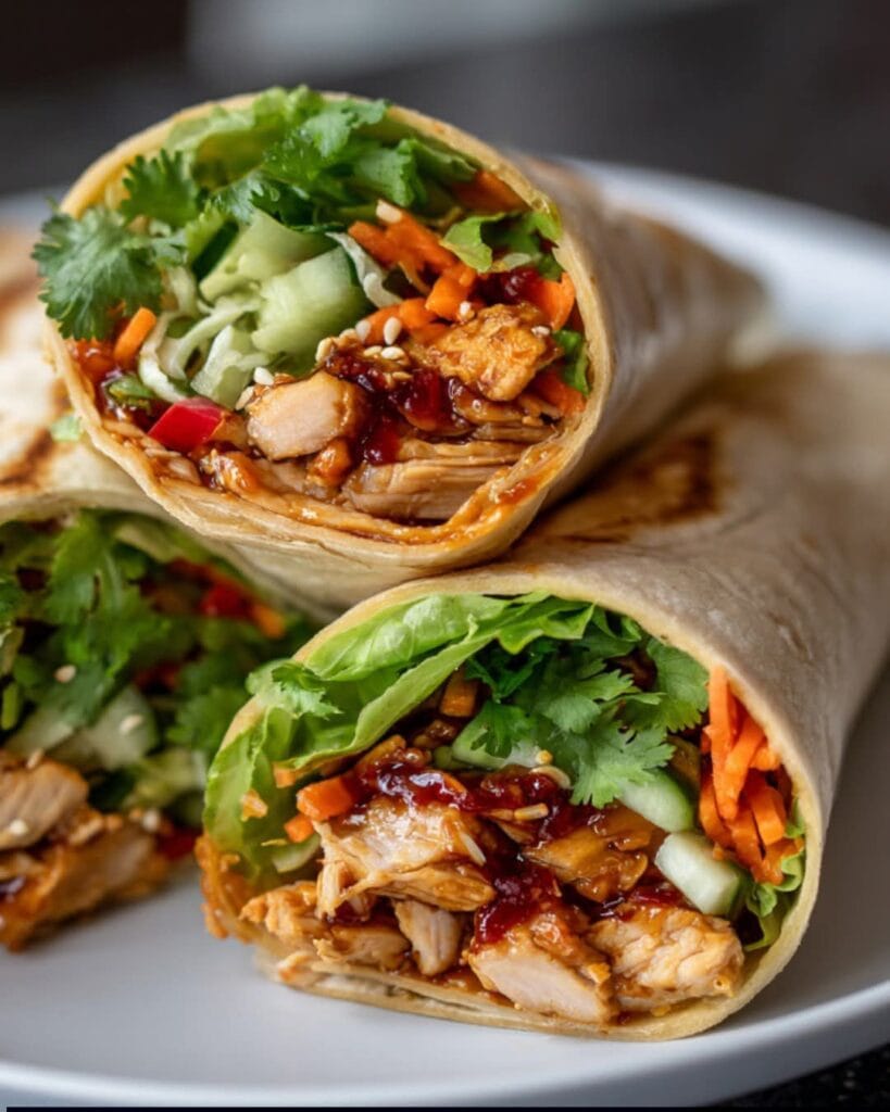 Sticky Hoisin Chicken Wraps