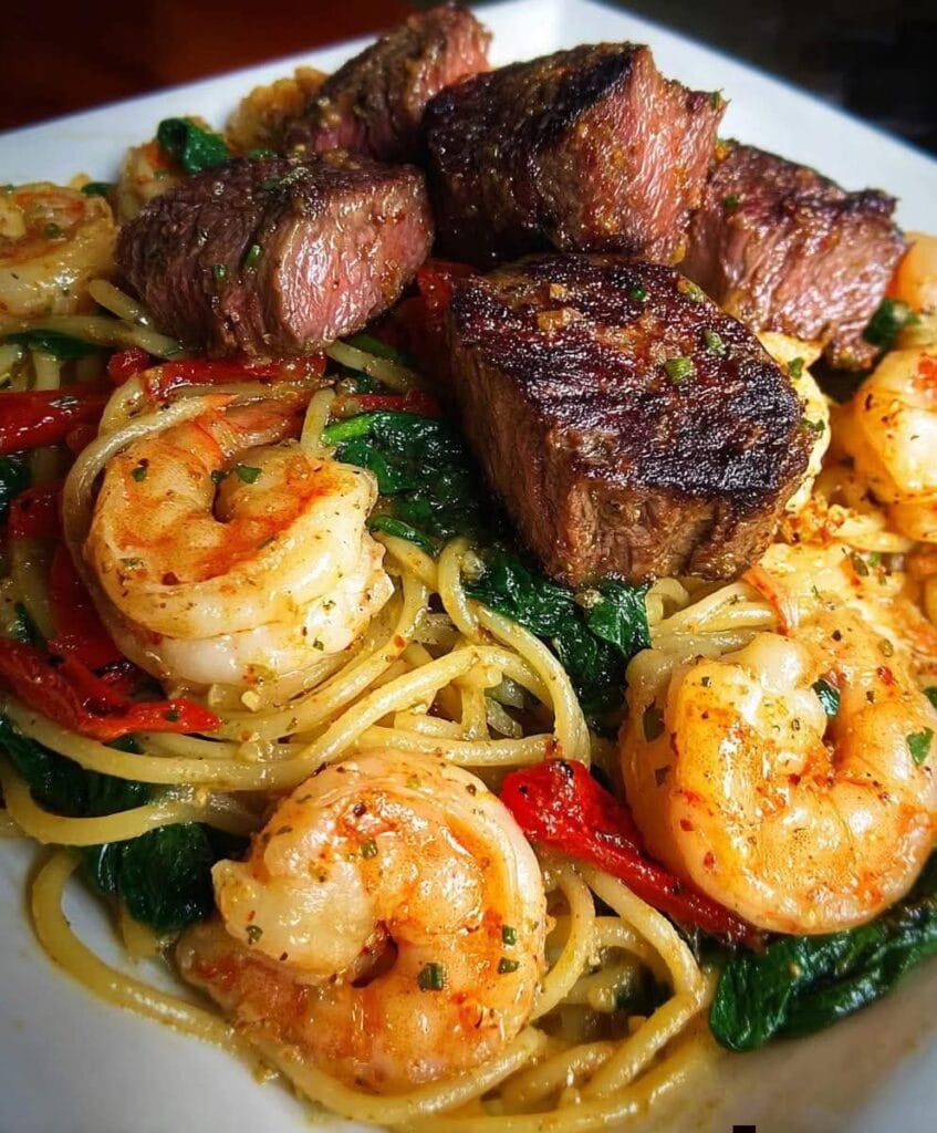 Garlic Butter Steak & Shrimp Pasta: A Surf & Turf Delight