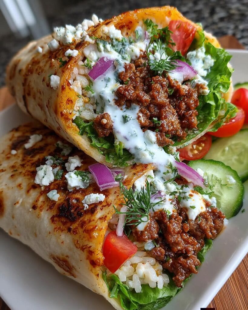 Mediterranean Ground Beef Wraps with Dill Hot Honey Feta Sauce The Ultimate 30-Minute Flavor Explosion