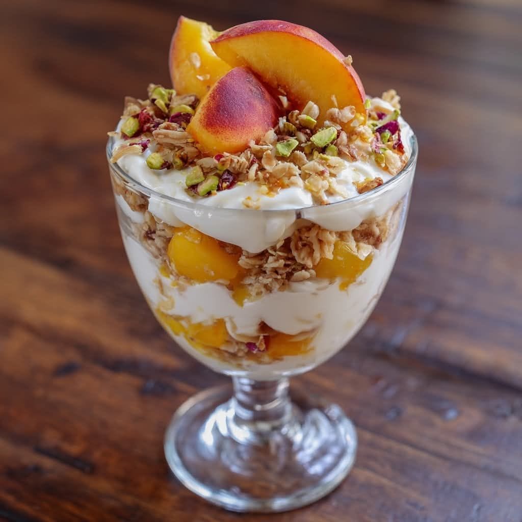 Peach Yogurt Granola Parfait: High-Protein Healthy